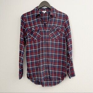 SPLENDID Marguerite Plaid Fringe Button Down Shirt XS